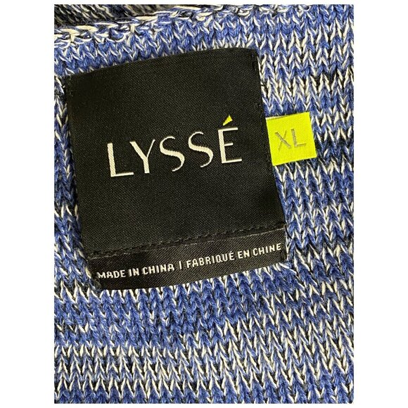 Lysse Country Blue White Lightweight Sweater Knit Lexi Tunic Tank Fringe Sz XL - Picture 3 of 9